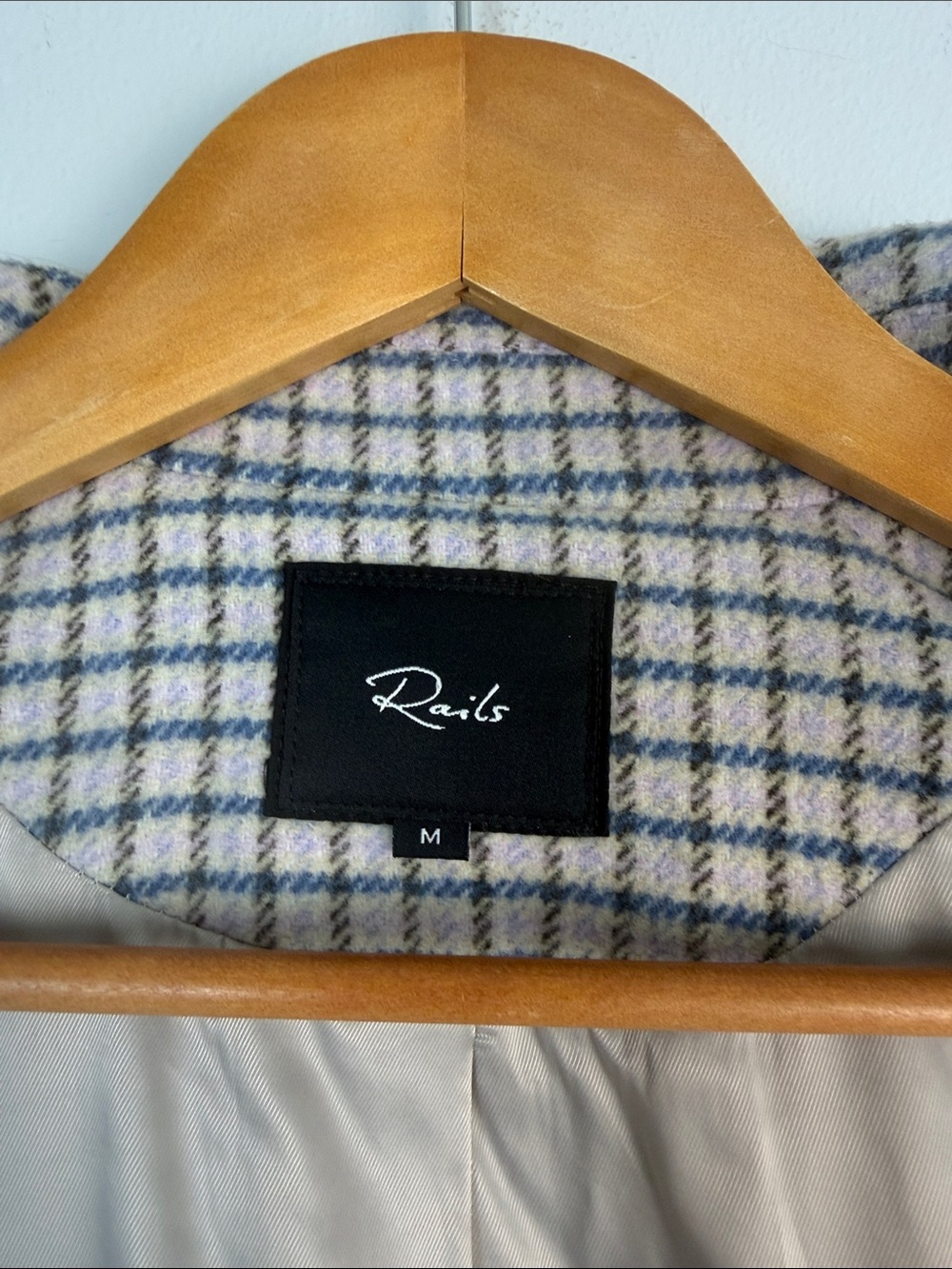 Rails Windsor Blazer Lilac Navy Mini Check Wool Blend Pockets Office Classic M - Picture 15 of 16